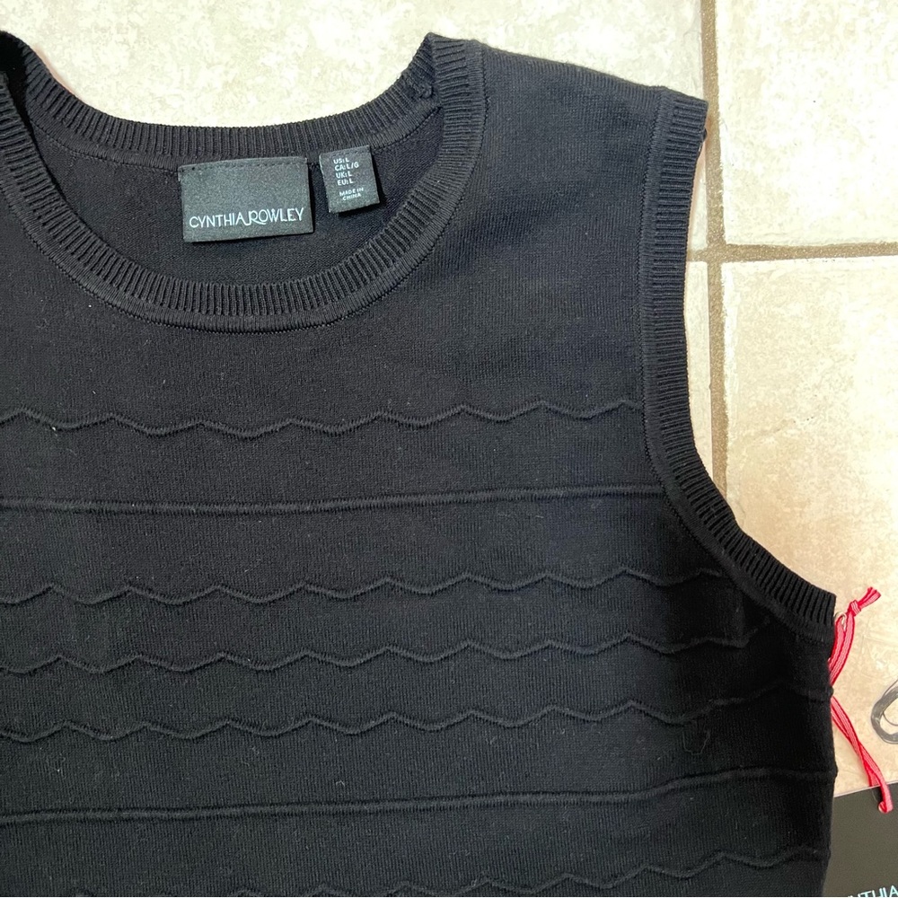 NWT Cynthia Rowley Black Sleeveless Knit Sweater Dress - Picture 8 of 13